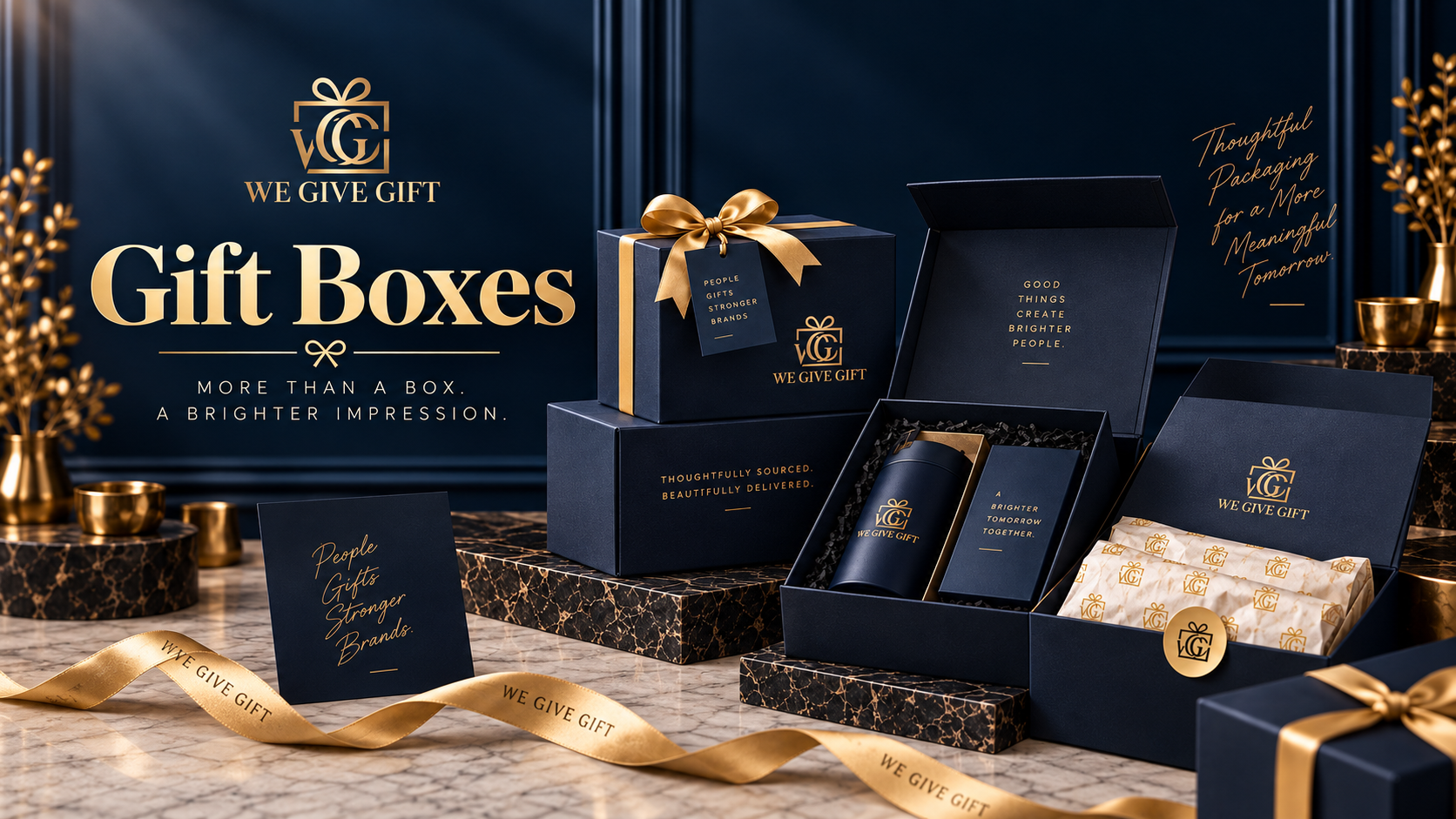Premium custom gift boxes with branded packaging details